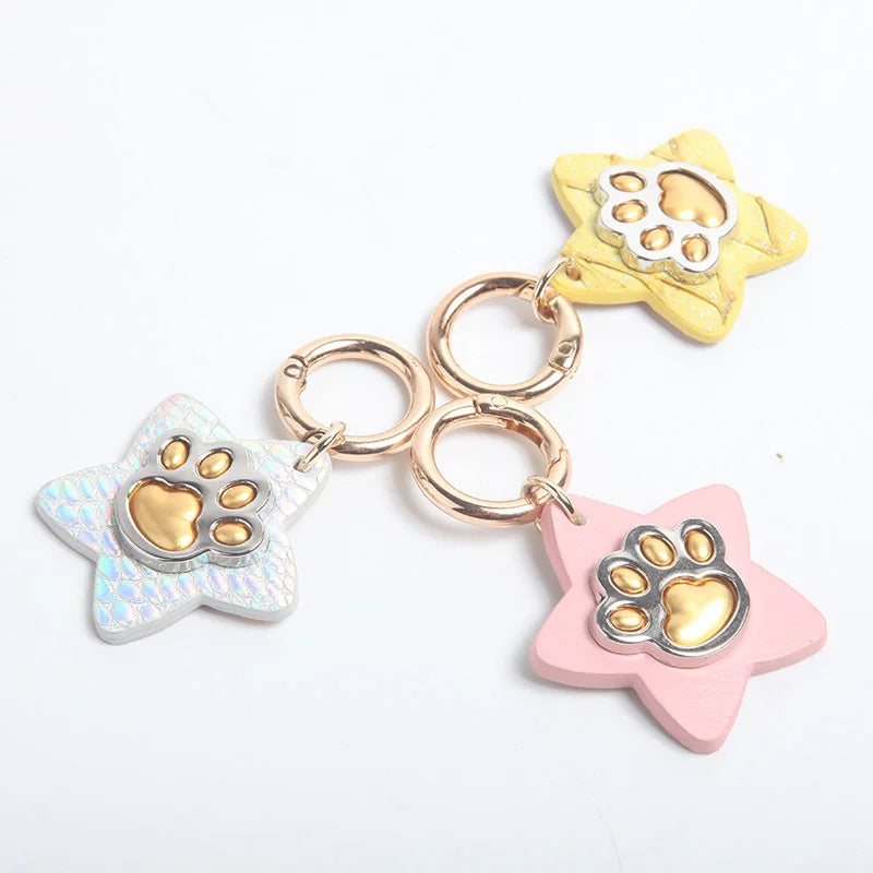 Estrella Paw Print Pet ID Tag - Hecho a Mano Custom Bone Design Collar Charm