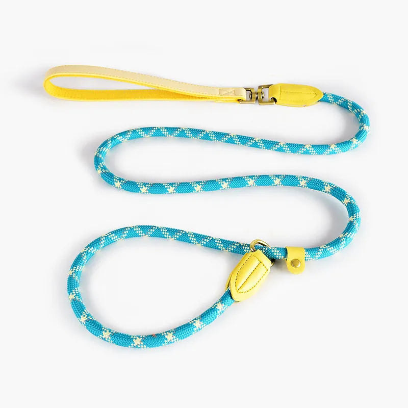 LuxeReflect All-in-One Braided Rope Slip Lead Dog Leash