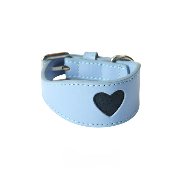 Heart Cutout Leather Dog Collar — Blue & Pink