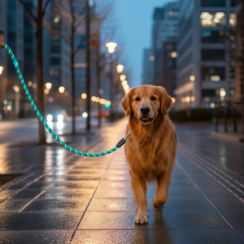 LuxeReflect All-in-One Braided Rope Slip Lead Dog Leash