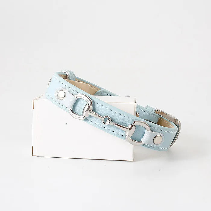 Elegant Horse Bit Leather Dog Collar | Equestrian-Inspired Pet Accessory