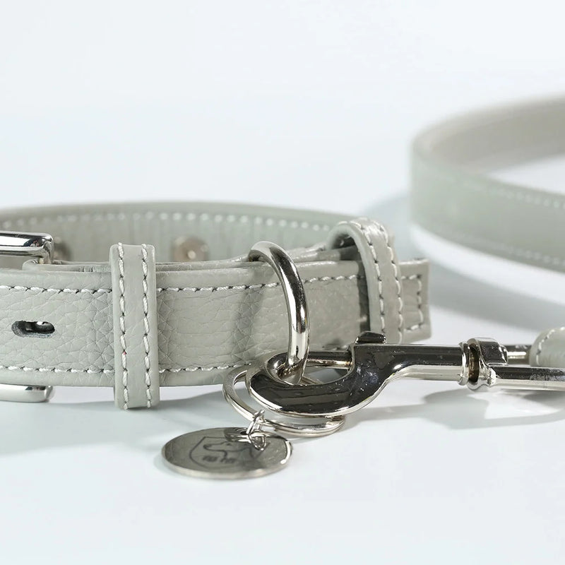 Silver-tone buckle and D-ring hardware detail