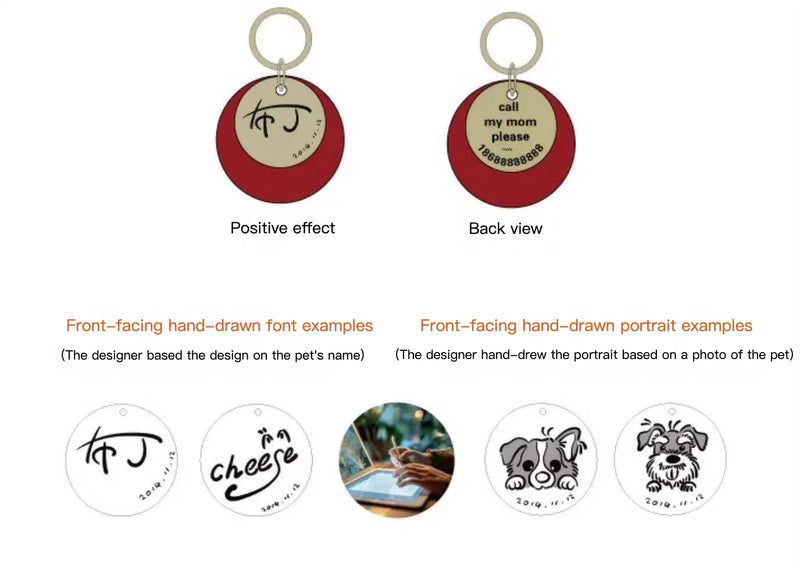Personalized cat and dog collar ID tag with split ring attachment