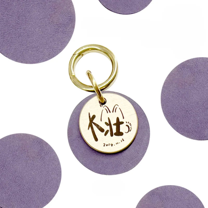 Pet name tag featuring paw print and bone decorative icons
