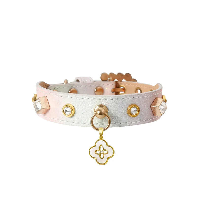 Luxury Shimmering Crystal Dog Collar and Leash Set - Pastel Gradient